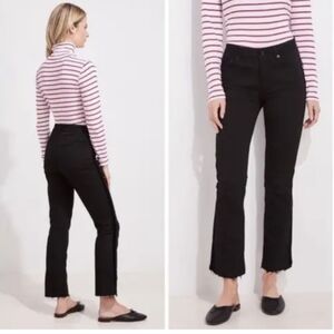 Vineyard Vines High Rise Kick Flare Black Velvet Trim Frayed Hem Jeans